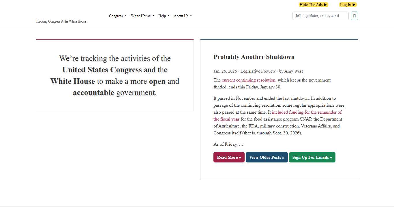 GovTrack.us: Tracking the U.S. Congress and the White House